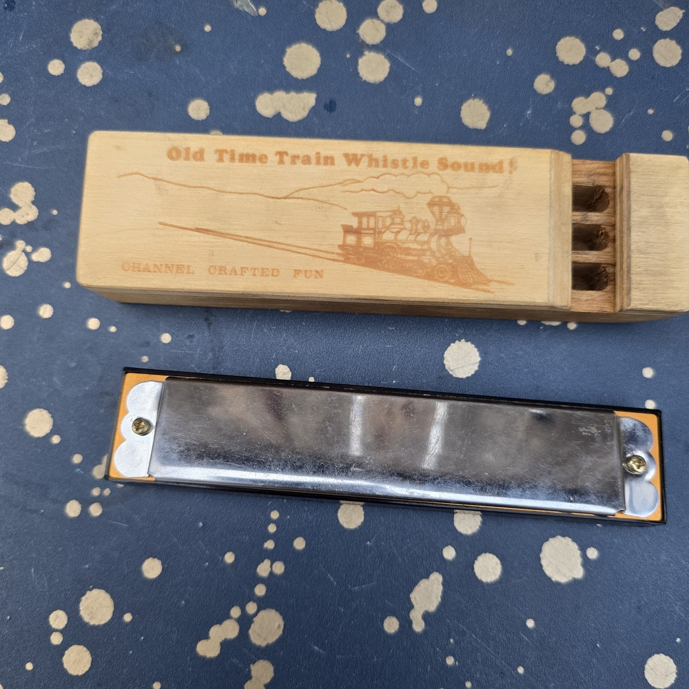 Old Time Train Whistle and Harmonica Set